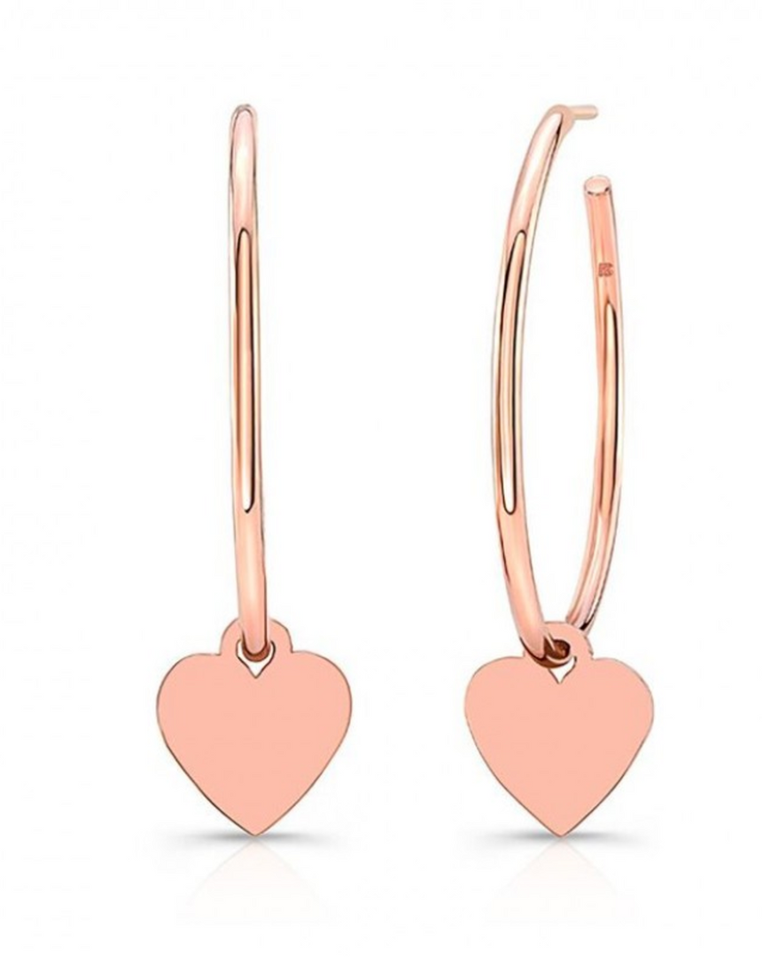 14K Rose Gold Floating Heart Hoop Charms - Millo Jewelry