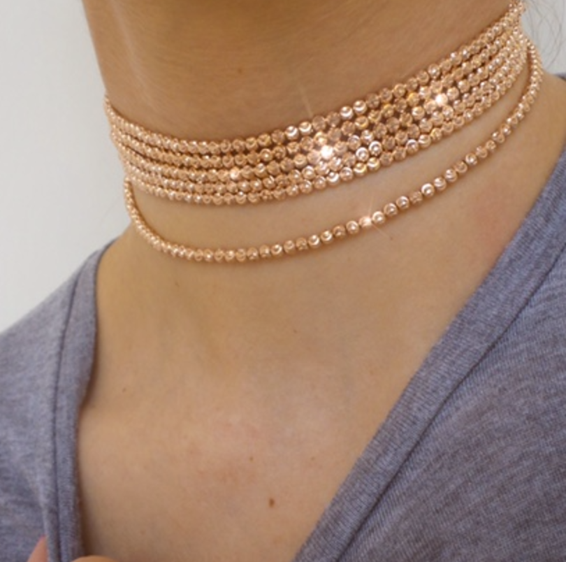 14K Gold Diamond Cut Bead Choker - Millo Jewelry