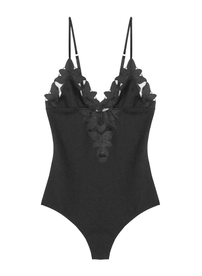 LILY EMBROIDERY V-NECK PLUNGE BODYSUIT - Millo Jewelry