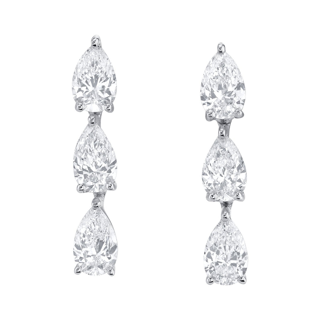 3 pear diamond dot studs - Millo Jewelry