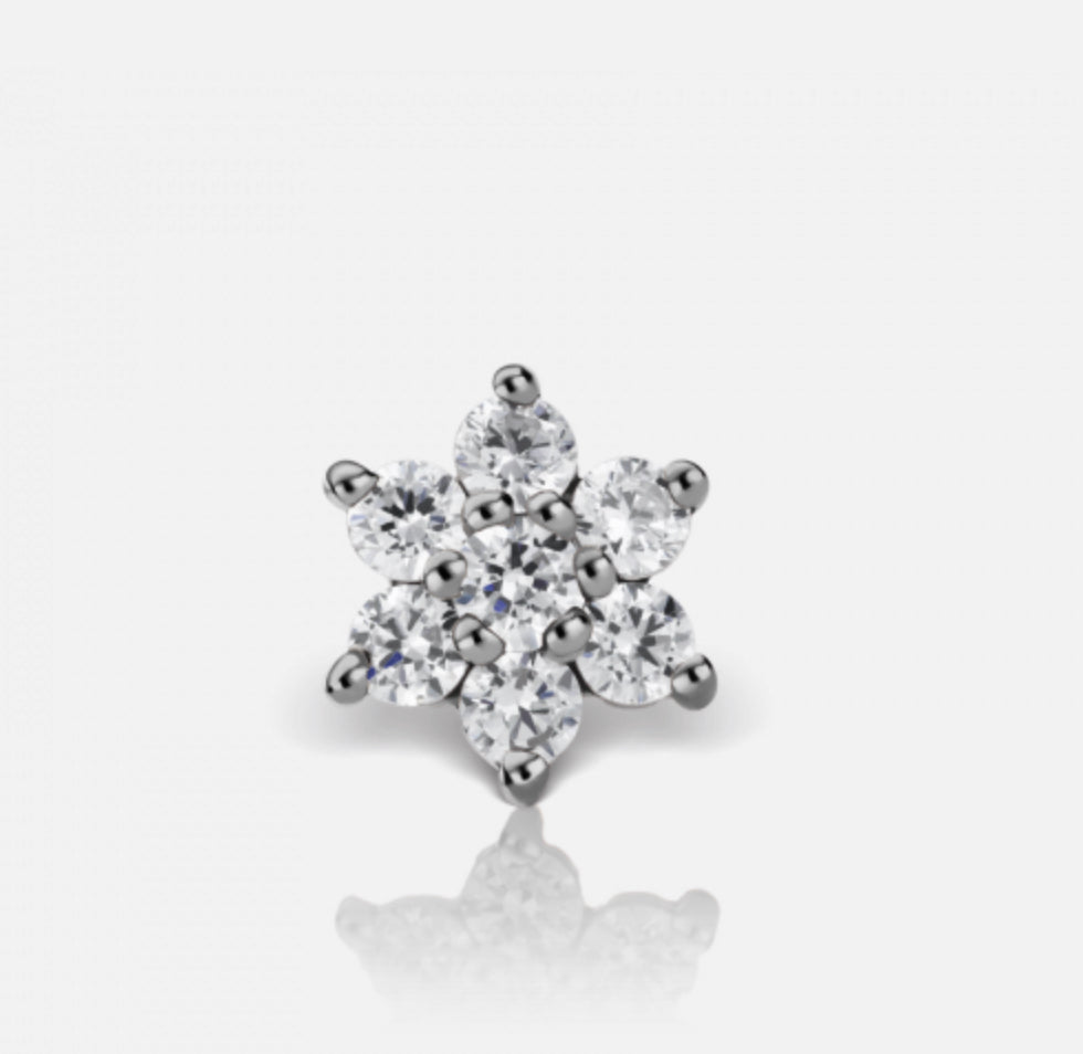 4.5mm Diamond Flower Threaded Stud - Millo Jewelry