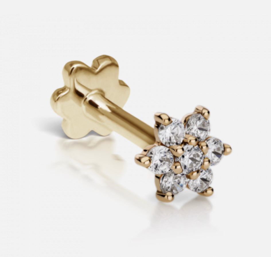 4.5mm Diamond Flower Threaded Stud - Millo Jewelry