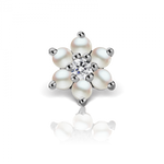 Load image into Gallery viewer, 7mm Pearl and Diamond Flower Earstud - Millo Jewelry
