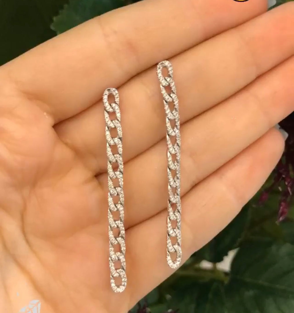 Long Diamond Chain Link Earrings - Millo Jewelry