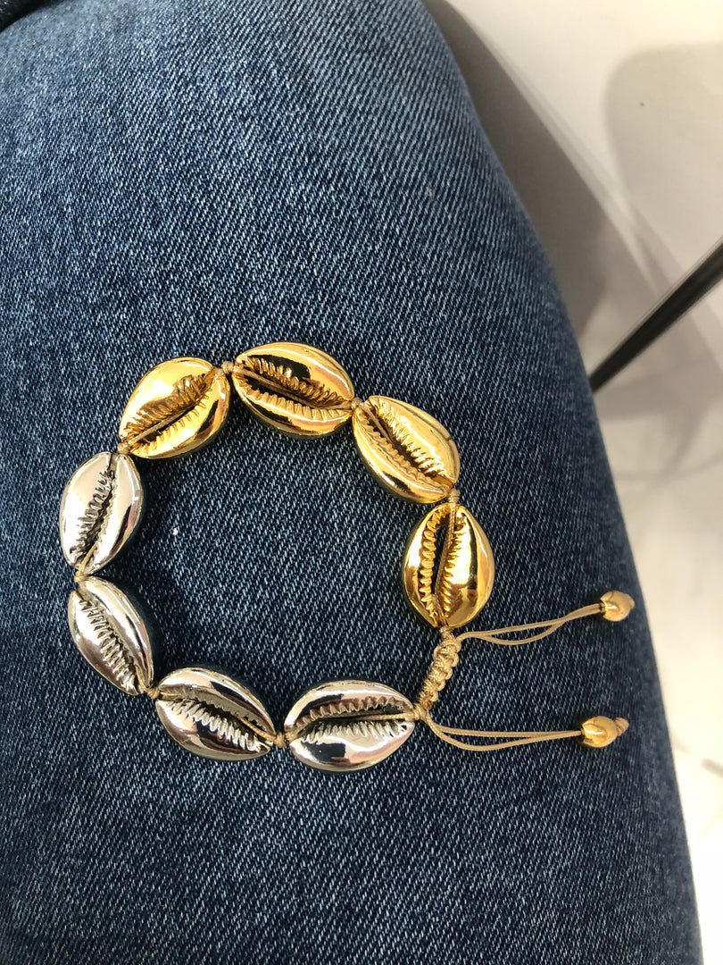 Two Tone Puka Shell Bracelet - Millo Jewelry