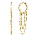 Load image into Gallery viewer, 14K Yellow Gold Diamond Baguette Huggie Earring - Millo Jewelry