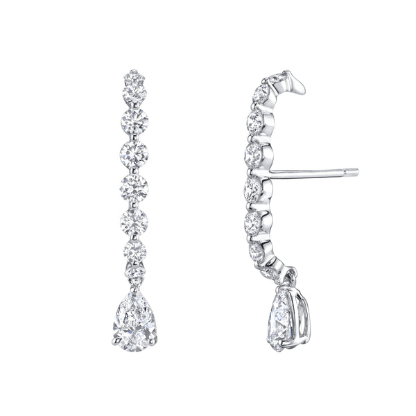 Large diamond lobe cuff w/ pear drop - Millo Jewelry