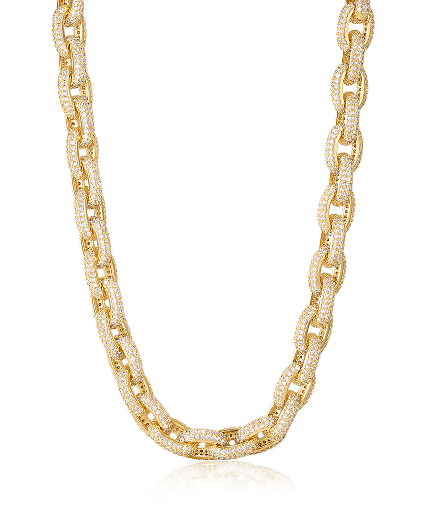 OZZIE PAVE CHAIN NECKLACE- GOLD - Millo Jewelry