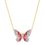 Load image into Gallery viewer, Pink and Diamond Ombré Butterfly Necklace - Millo Jewelry
