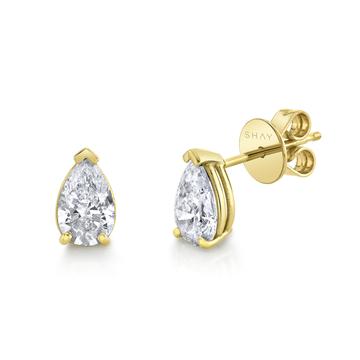Medium Diamond Pear Studs - Millo Jewelry