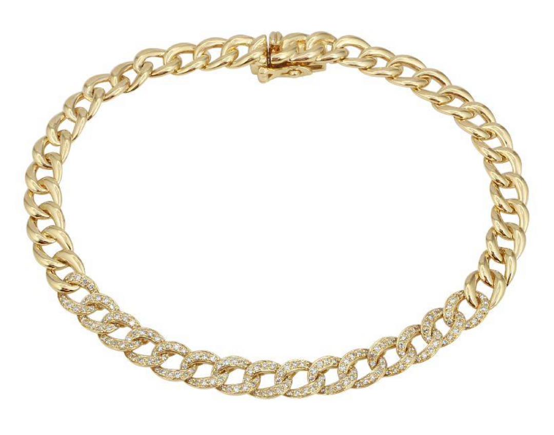 Small Diamond Cuban Chain Bracelet - Millo Jewelry