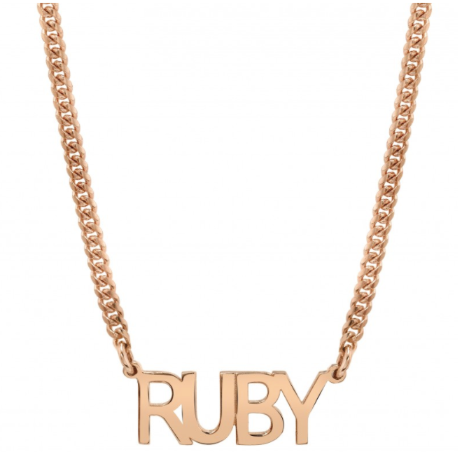 14K Gold Mini Cuban Link Personalized Block Nameplate Necklace - Millo Jewelry