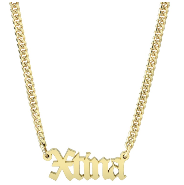 14k gold cuban link name necklace deals