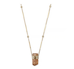 Load image into Gallery viewer, Imperial Topaz + Hexagon Diamond Cap Crystal Smooth Bar Necklace - Millo Jewelry
