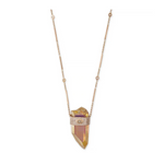 Load image into Gallery viewer, TANGERINE AURA QUARTZ MARQUISE DIAMOND CAP CRYSTAL SMOOTH BAR NECKLACE - Millo Jewelry
