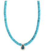 Load image into Gallery viewer, PAVE BLUE OPAL CENTER TURQUOISE HEISHI BEADED NECKLACE - Millo Jewelry
