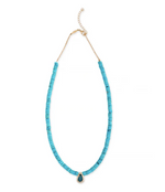 Load image into Gallery viewer, PAVE BLUE OPAL CENTER TURQUOISE HEISHI BEADED NECKLACE - Millo Jewelry

