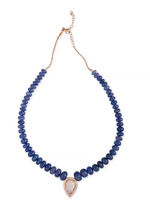 Load image into Gallery viewer, PAVE OPAL TEARDROP CENTER TANZANITE BEADED NECKLACE - Millo Jewelry