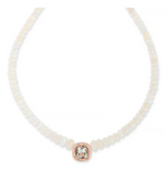 Load image into Gallery viewer, PAVE AQUAMARINE CENTER FACETED OPAL BEADED NECKLACE - Millo Jewelry
