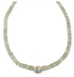 Load image into Gallery viewer, PAVE AQUAMARINE OVAL CENTER HEISHI AQUAMARINE BEADED NECKLACE - Millo Jewelry
