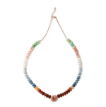 Load image into Gallery viewer, PAVE TOURMALINE OVAL CENTER MULTI COLOR OPAL BEADED NECKLACE - Millo Jewelry
