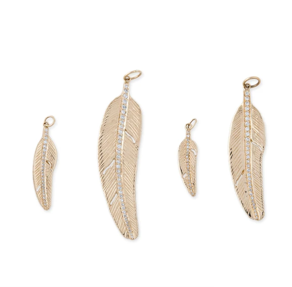 Gold Feather Charm - Millo Jewelry