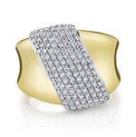 Load image into Gallery viewer, 14k Gold Diamond Pave Slash Ring - Millo Jewelry
