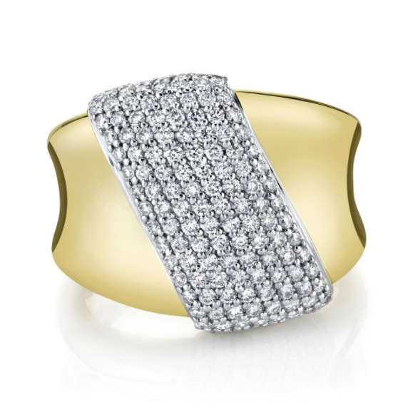 14k Gold Diamond Pave Slash Ring - Millo Jewelry
