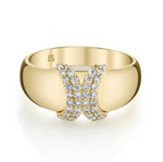 Load image into Gallery viewer, 14k Gold Diamond Curved X Dome Ring - Millo Jewelry