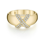 Load image into Gallery viewer, 14k Gold Diamond X Dome Ring - Millo Jewelry