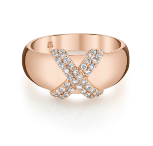 14k Gold Diamond X Dome Ring - Millo Jewelry
