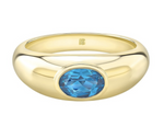 Load image into Gallery viewer, 14K White Gold Bezel Set Blue Topaz Dome Ring - Millo Jewelry
