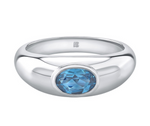 Load image into Gallery viewer, 14K White Gold Bezel Set Blue Topaz Dome Ring - Millo Jewelry

