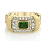 Load image into Gallery viewer, 14K Yellow Gold Diamond Green Tourmaline Link ring - Millo Jewelry