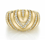 Load image into Gallery viewer, 14K Gold Chevron Dome Ring - Millo Jewelry