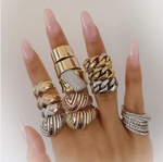 Load image into Gallery viewer, 14K Gold Chevron Dome Ring - Millo Jewelry