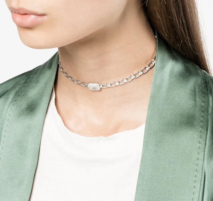 Pave Baguette Square Link Choker - Millo Jewelry