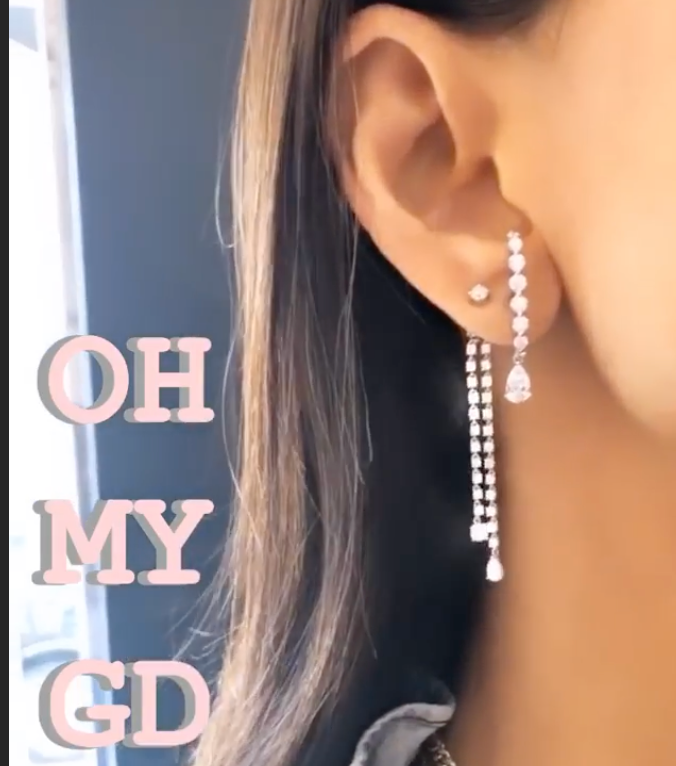 Large diamond lobe cuff w/ pear drop - Millo Jewelry