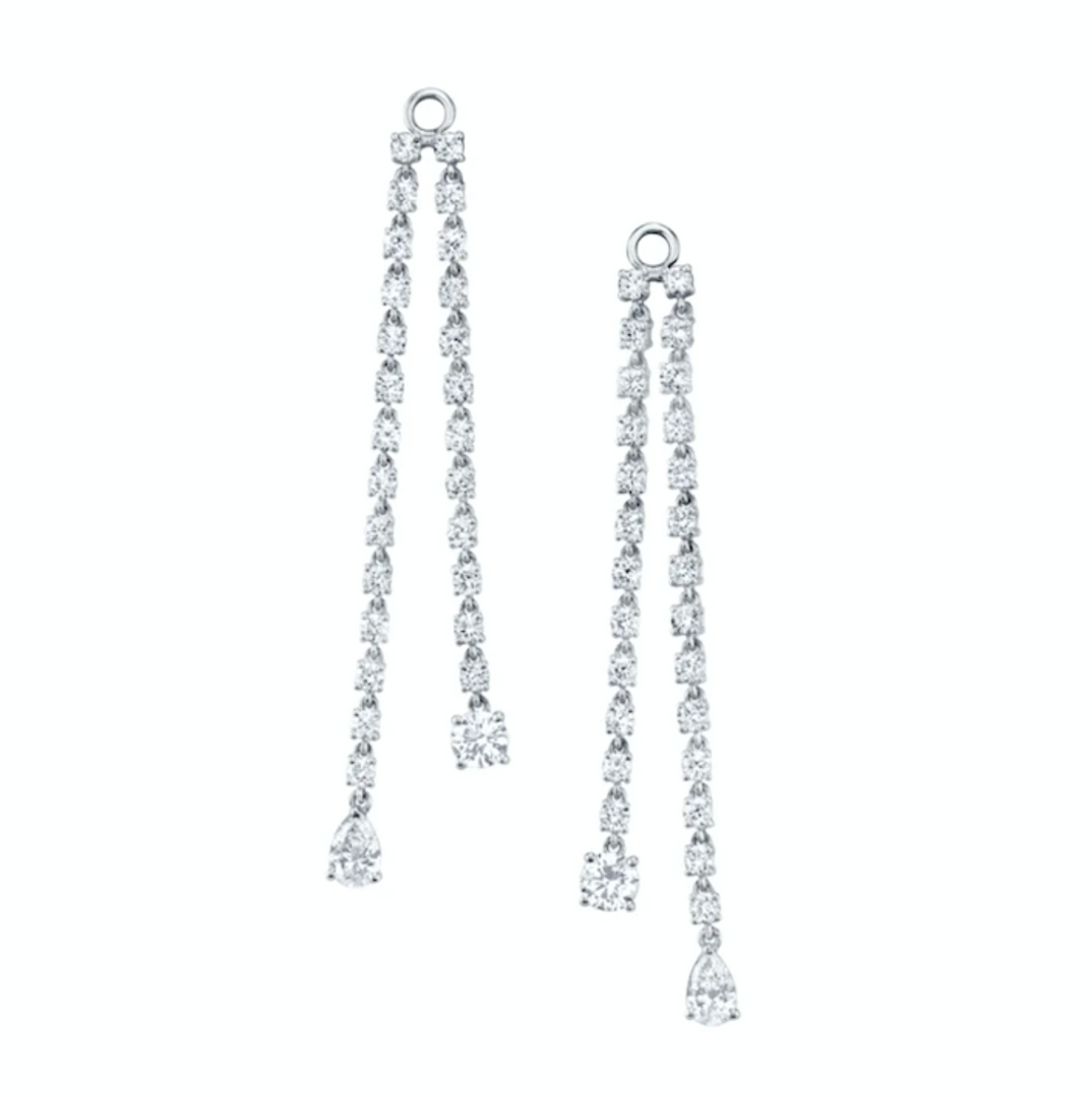 Double draped rope earrings w/ round & pear diamond drops - Millo Jewelry