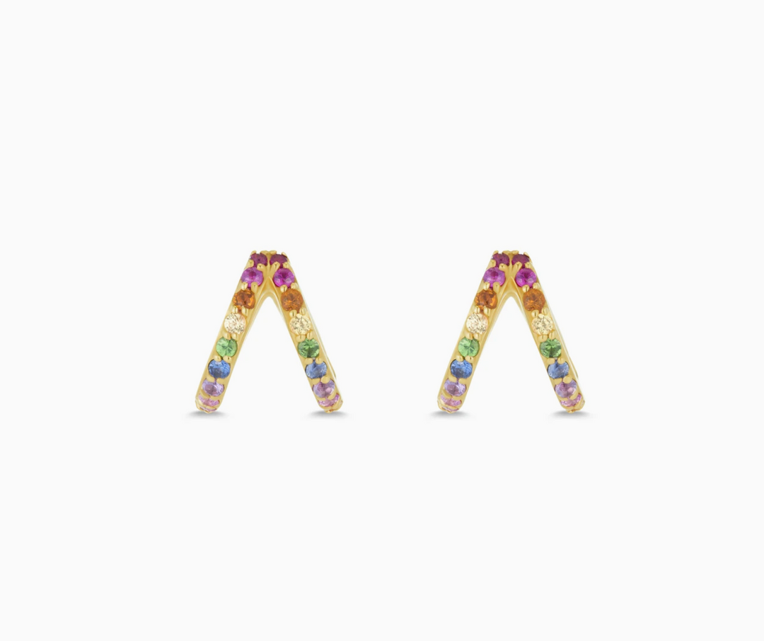 Rainbow Split Huggies - Millo Jewelry