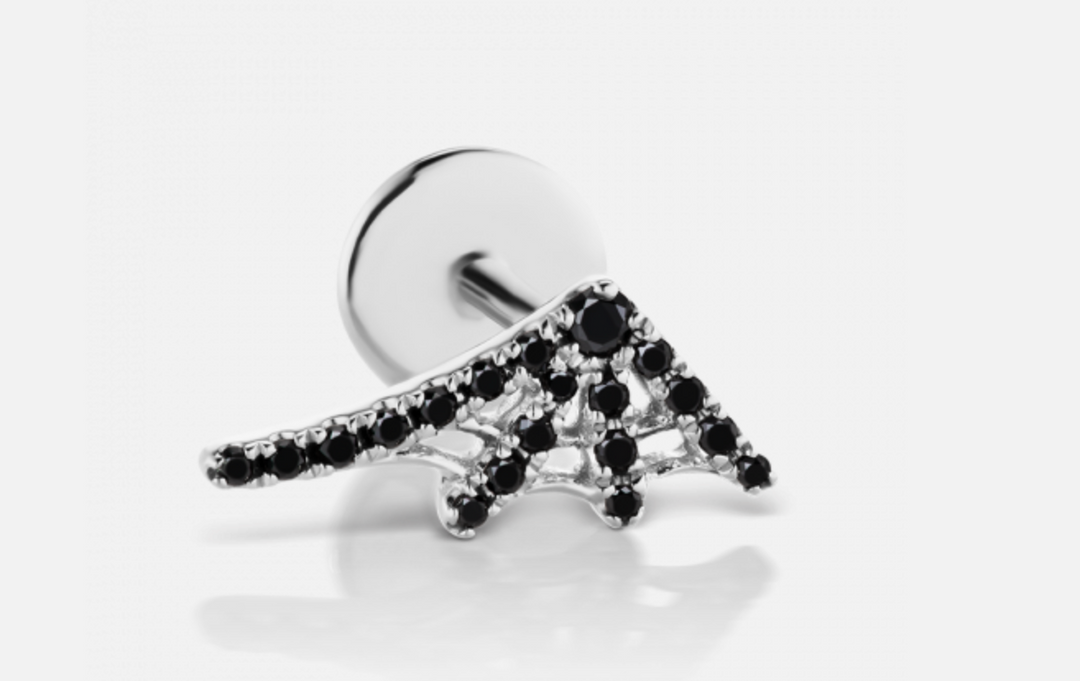 Black Diamond Web Threaded Stud - Millo Jewelry