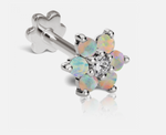 Load image into Gallery viewer, 7.5mm Opal Flower with Diamond Center Threaded Stud - Millo Jewelry

