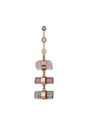 Load image into Gallery viewer, 3 DIAMOND PINK TOURMALINE CRYSTAL BAR STEP STUD - Millo Jewelry
