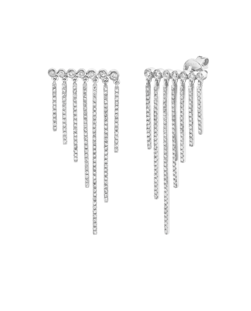 BEZEL ROW PAVE FRINGED EARRING - Millo Jewelry