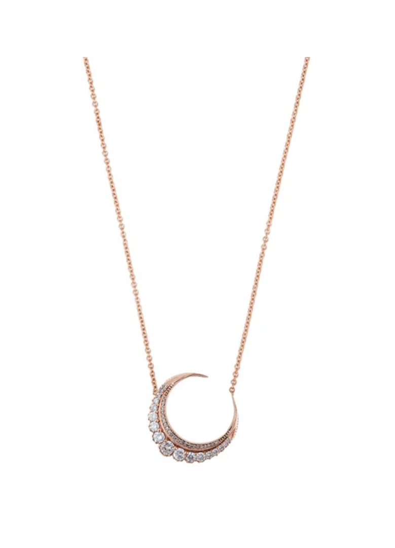 SMALL DIAMOND CRESCENT MOON NECKLACE - Millo Jewelry