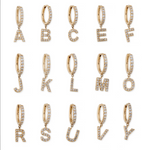 Load image into Gallery viewer, IN STOCK PAVE LETTER MINI HOOP - Millo Jewelry