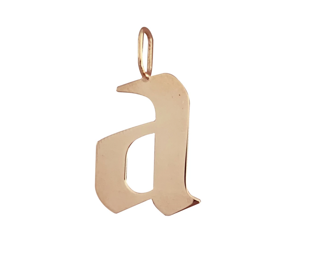 Large Gold Gothic Initial Charm - Millo Jewelry