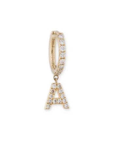 PAVE LETTER MINI HOOP - Millo Jewelry