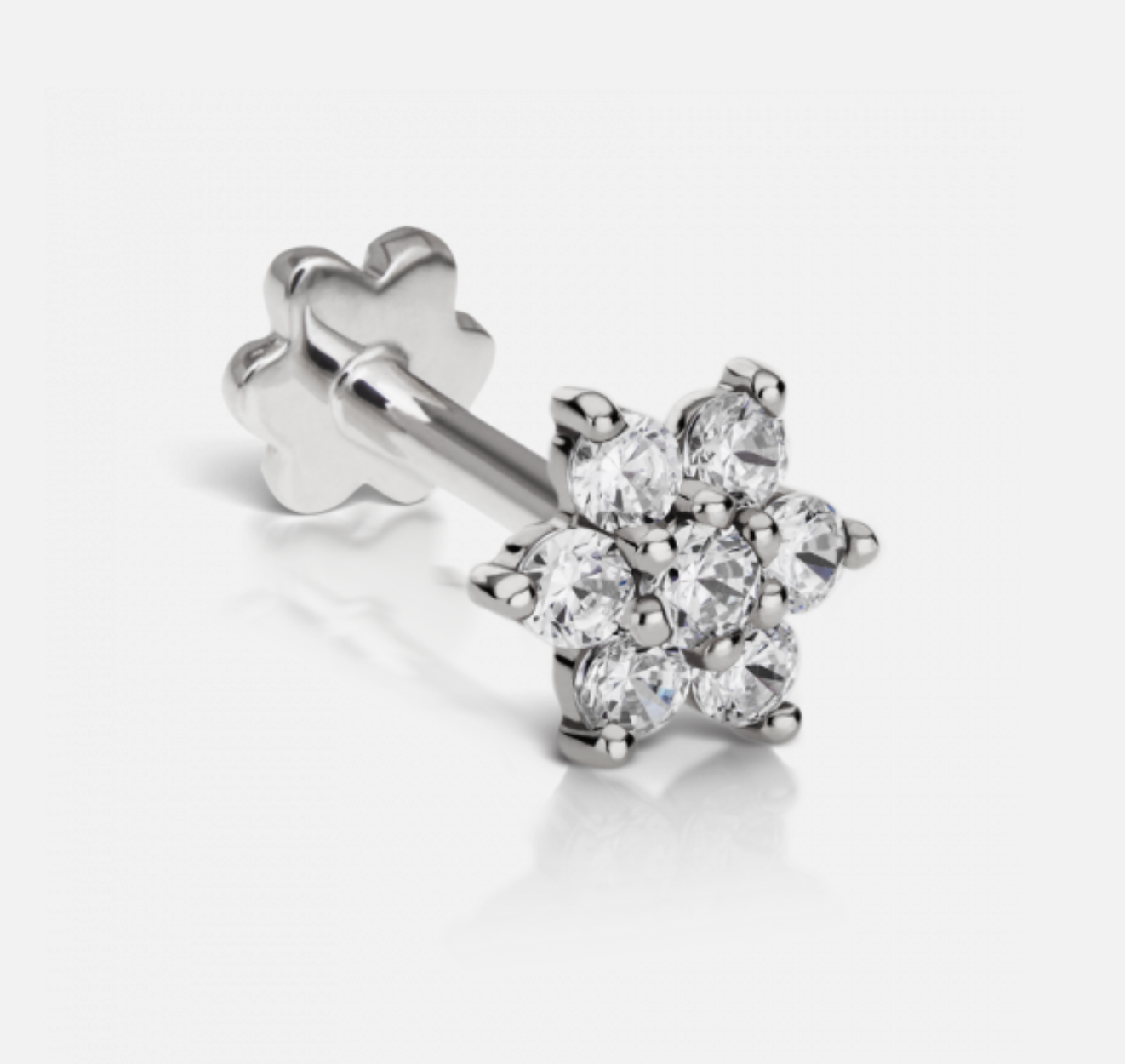 5.5mm Diamond Flower Threaded Stud - Millo Jewelry