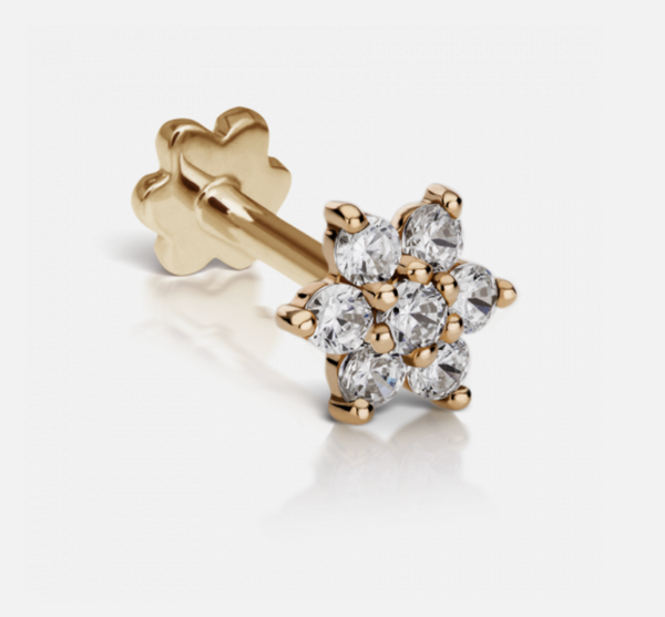 5.5mm Diamond Flower Threaded Stud - Millo Jewelry